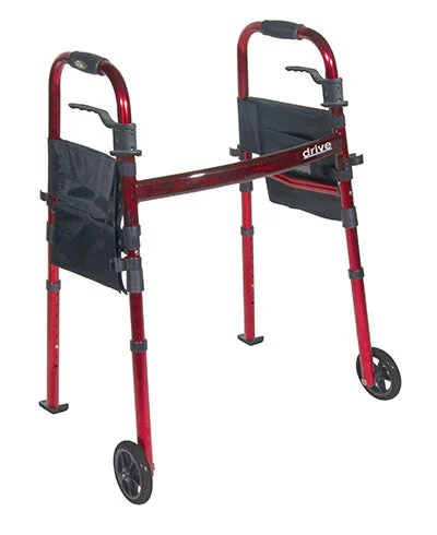 Drive, Portable Folding Travel Walker with 5″ Wheels and Fold up Legs – 43-3217