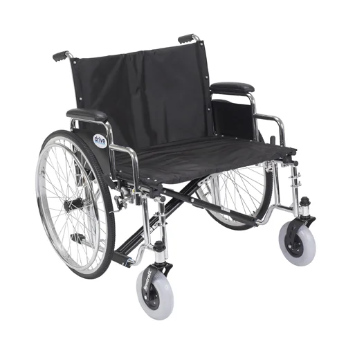 Drive Sentra EC Heavy Duty Extra Wide Wheelchair, Detachable Desk Arms, 26″