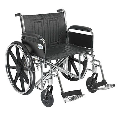 Drive, Sentra EC Heavy Duty Wheelchair, Detachable Full Arms, Swing away Footrests, 24″ Seat – 43-3216