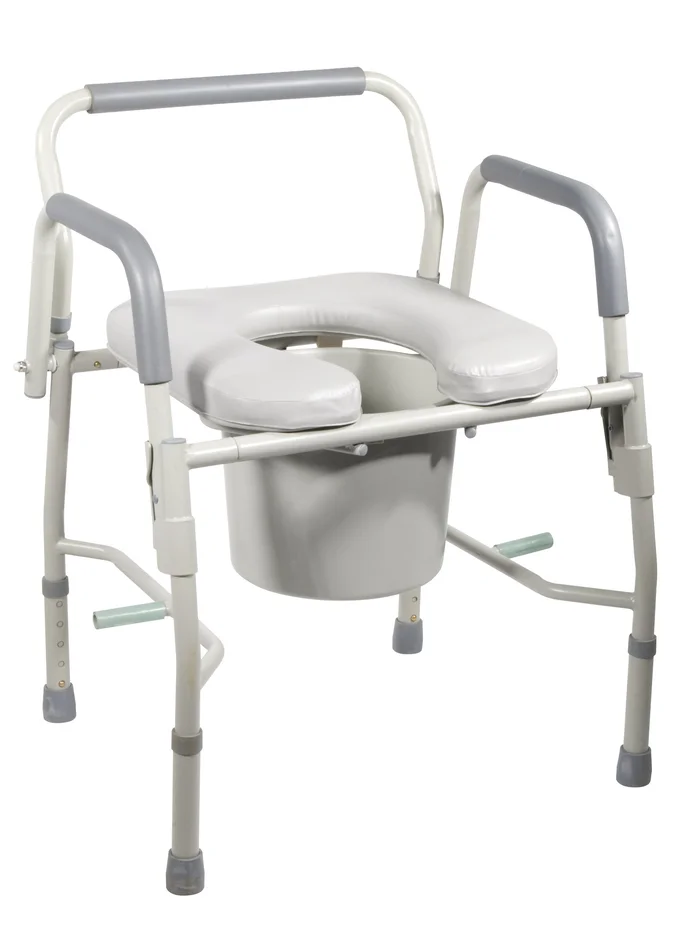 Drive Steel Drop Arm Bedside Commode with Padded Seat and Arms