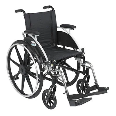 Drive, Viper Wheelchair with Flip Back Removable Arms, Desk Arms, Swing away Footrests, 12″ Seat – 43-2203