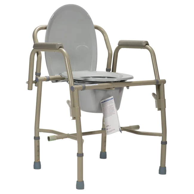 Drop Arm Folding Commode, Steel, 1/Cs