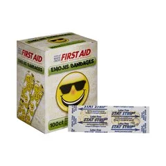Dukal Adhesive Strip American® White Cross First Aid 3/4 x 3 Plastic Rectangle Kid Design (Emojis) Sterile, 100/BX