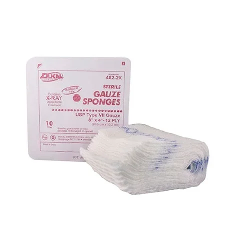 Dukal Dukal USP Type VII X-Ray Detectable Gauze Sponge Cotton 12-Ply 4 X 8 Inch Rectangle Sterile – 482-2X