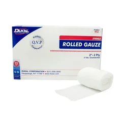 Dukal Fluff Dressing Cotton Gauze 2-Ply 2 x 5 Yd. Roll Sterile, 12/BG