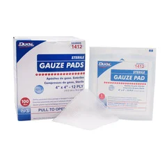 Dukal Gauze Sponge Cotton 12-Ply 4 x 4″ Square Sterile, 1200 EA/CS