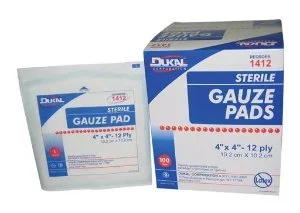 Dukal Gauze Sponge Cotton 12-Ply 4 X 4 Inch Square Sterile – 6412