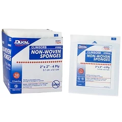 Dukal Nonwoven Sponge Clinisorb Polyester / Rayon 4-Ply 2 x 2″ Square Sterile, 1500 EA/CS