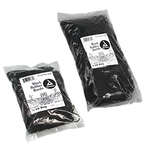 Dynarex Black Rubber Bands, 1/4 lb. bag, 100 bgs/cs