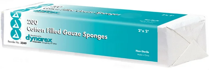 Dynarex Cotton Filled Gauze Sponge, Non-Sterile, 2″ x 2″, 5000/cs