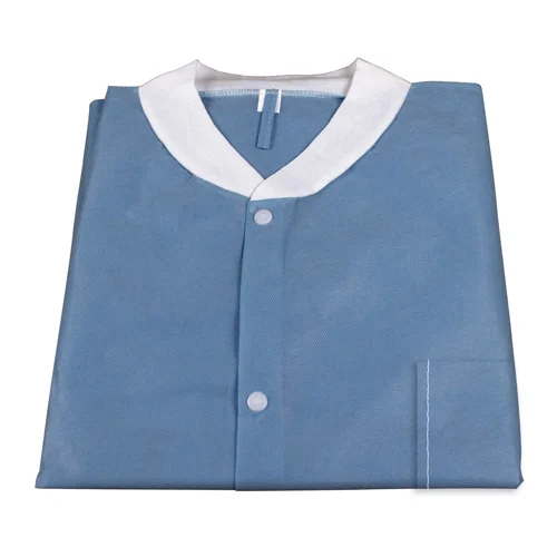 Dynarex Disposable Lab Coat with Three Pockets, Dark Blue, Medium, 30/cs
