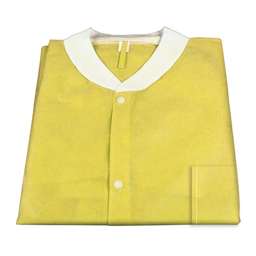 Dynarex Disposable Lab Jacket with Three Pockets, Yellow, 2X-Large, 30/cs