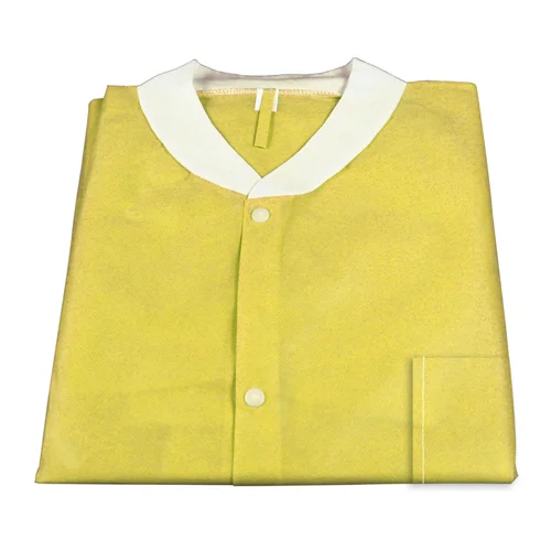 Dynarex Disposable Lab Jacket with Three Pockets, Yellow, Medium, 30/cs