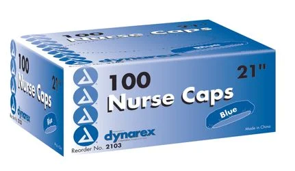 Dynarex Disposable Nurse’s Cap, 21″ Bouffant, Blue, 500/cs