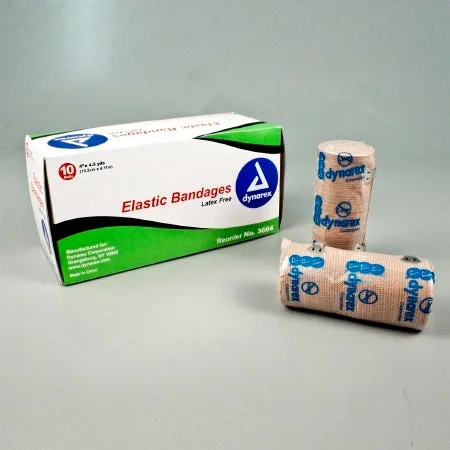 Dynarex Dynarex Elastic Bandage 4 Inch X 4-1/2 Yard Standard Compression Clip Detached Closure Tan NonSterile – 3664
