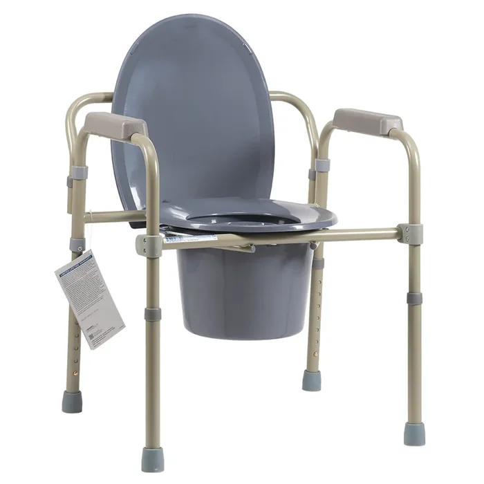 Dynarex Elongated Folding Bedside Commode – Steel