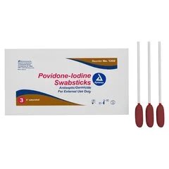 Dynarex Impregnated Swabstick 10% Strength Povidone-Iodine Individual Packet NonSterile, 25 EA/BX - Image 2