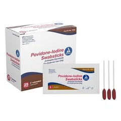 Dynarex Impregnated Swabstick 10% Strength Povidone-Iodine Individual Packet NonSterile, 25 EA/BX