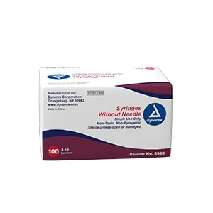 Dynarex Luer Lock Syringe Without Needle, 3mL, 10 boxes/100 eachs per box