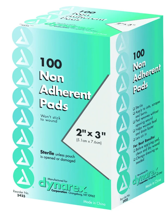 Dynarex Non-Adherent Pad, Sterile, 2″ x 3″, 1200/cs
