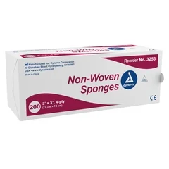 Dynarex Nonwoven Sponge Nonwoven 4-Ply 3 X 3 Inch Square NonSterile, 200/BX