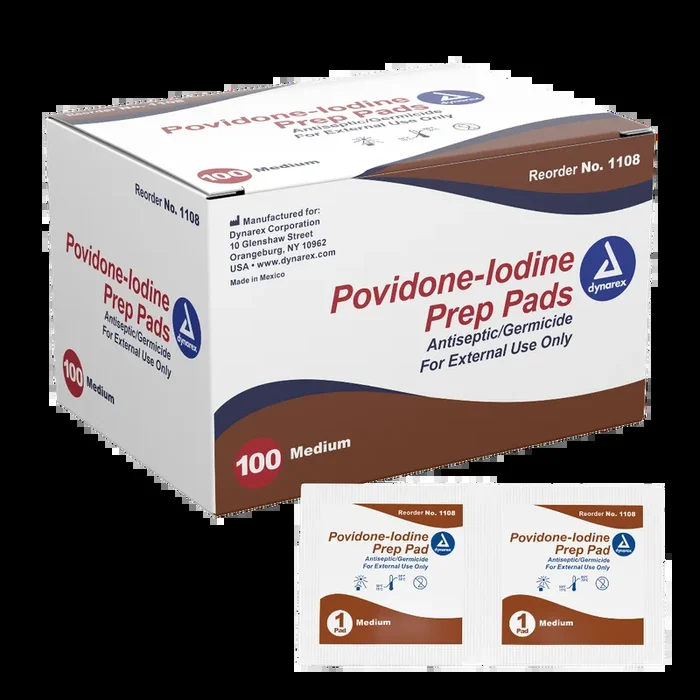 Dynarex Povidone Iodine Antiseptic Prep Pads – Medium