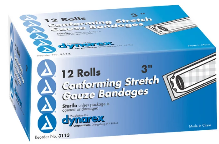 Dynarex Stretch Gauze Bandage, Sterile, 3″ x 4.1 yards, 96/cs