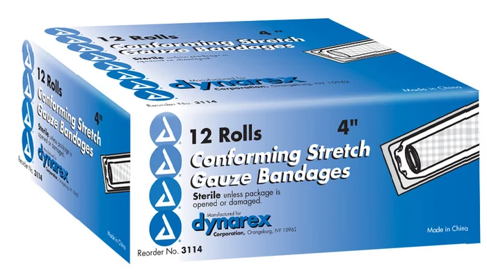 Dynarex Stretch Gauze Bandage, Sterile, 4″ x 4.1 yards, 96/cs