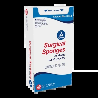 Dynarex Surgical Gauze Sponge – Sterile 8″ x 4″, 12 Ply, 25/Box