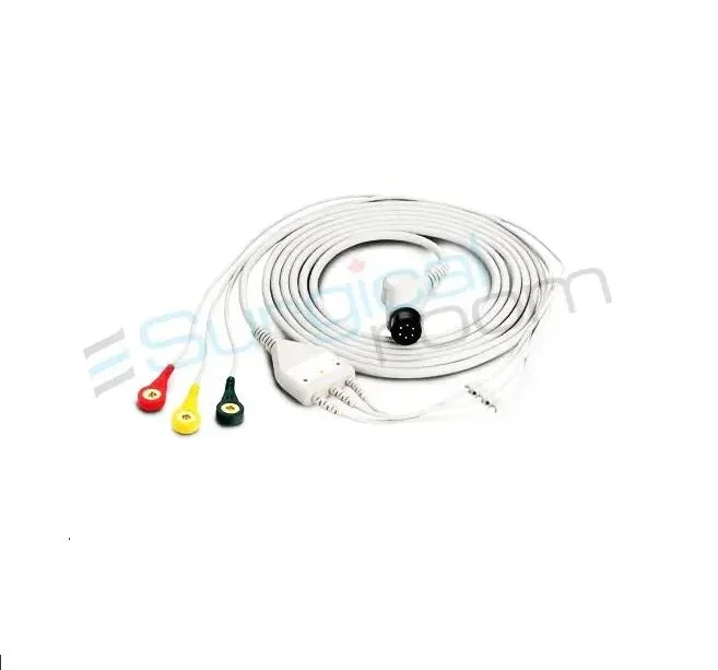 Edan USA 3-Lead ECG Integrative Cable Grabber (AHA) Defibrillation, With Leadwires – 01.57.471087-10