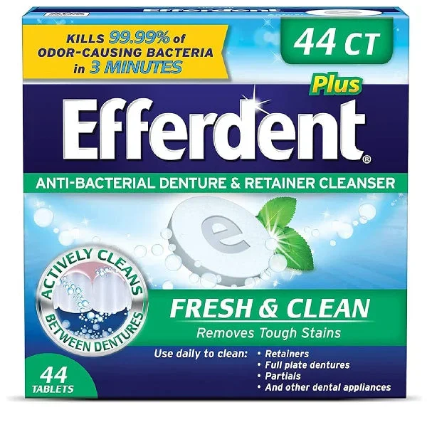 Efferdent Plus Mint Anti-Bacterial Denture Cleanser Tablets 44 Count