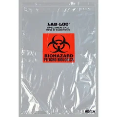 Elkay Plastics Specimen Transport Bag with Document Pouch Lab-Loc® 14 X 20 Inch Zip Closure Biohazard Symbol NonSterile, 50/PK