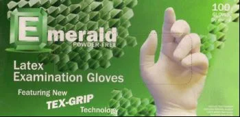 Emerald Powder-Free Latex Exam Gloves – 5 Mil Large