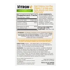 Emerson Healthcare Iron Supplement Vitron-C® 125 mg / 65 mg Strength Coated Tablet 60 per Bottle - Image 3