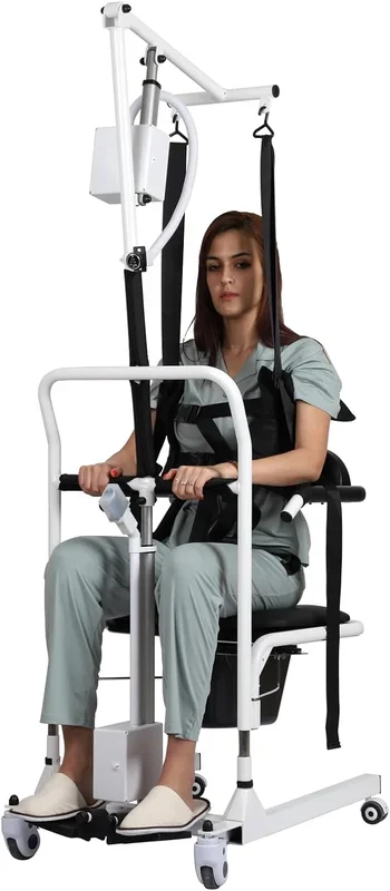 Enhance Home Care with Meubon Electric Patient Lift Transfer Chair | Adjustable Height, 180° Split Seat, 275lb Capacity