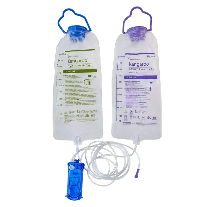 Enteral Feeding Pump Flush Bag Set Kangaroo OMNI 1000 mL NonSterile B10FF