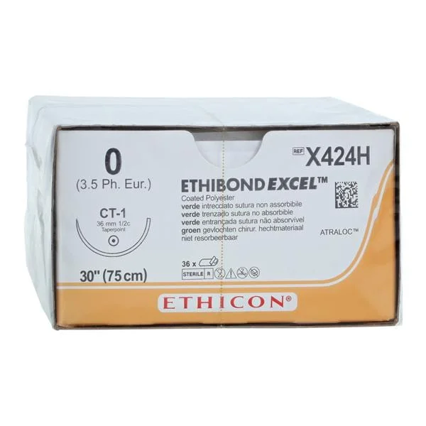 Ethibond Excel Suture 0 30″ Polyester Braid CT-1 Green 36/Bx