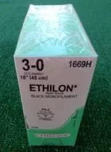 Ethicon 1669H ETHILON Suture, Precision Point – Reverse Cutting, PS-2 19mm 3/8 Circle, 18″, 3-0