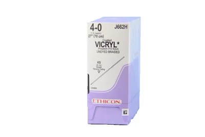 Ethicon Coated Vicryl Suture, Straight Cutting Needles, 60mm, 70cm, Size 4-0, 36/bx