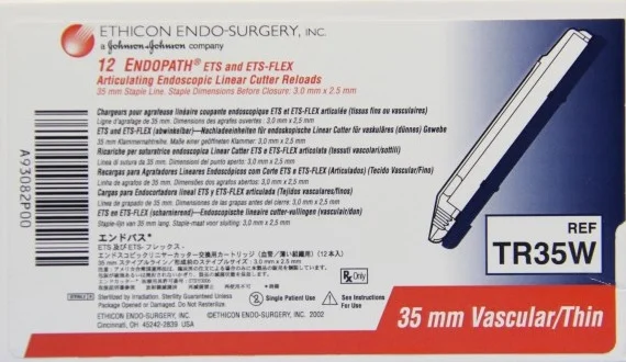 Ethicon Endopath Reloads for ATB35, TSB35, Vascular/Thin, 6 Rows, White, 12/bx
