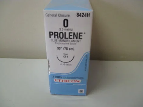 Ethicon Prolene Non-Absorbable Suture, Taper Point, 1/2 Circle, 36mm, 75cm, Size 0, 36/bx