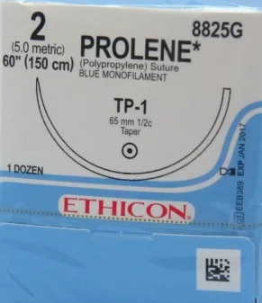 Ethicon Prolene Suture, Blue, 60″, TP-1 Taper, 12/bx