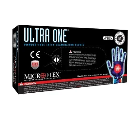 Exam Glove Ultra One NonSterile Latex Extended Cuff Length Textured Fingertips White Not Chemo Approved