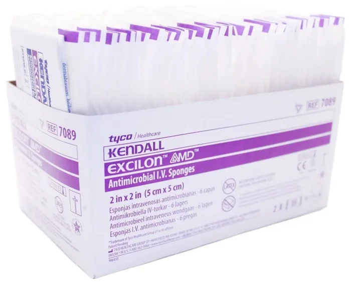 Excilon 7089 AMD Antimicrobial I.V. Drain Sponges Pack of 70