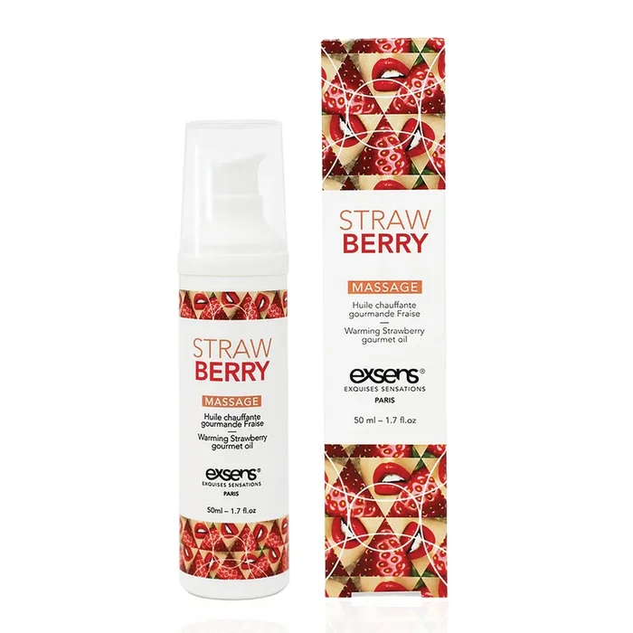 Exsens Strawberry Warming Intimate Massage Oil, 50ml (1.7 fl.oz), 1 count
