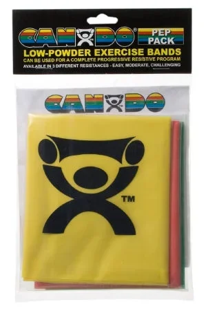 Fabrication Enterprises CanDo Low Powder PEP Pack Exercise Resistance Band Set Green / Blue / Black 4 Foot Length Medium to X-Heavy Resistance – 1235526