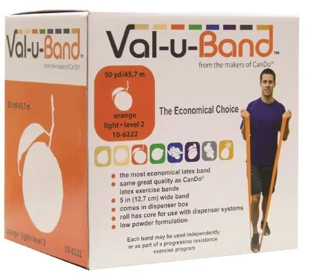 Fabrication Enterprises Val-u-Band Low Powder Exercise Resistance Band Orange 50 Yard Light Resistance – 1578853
