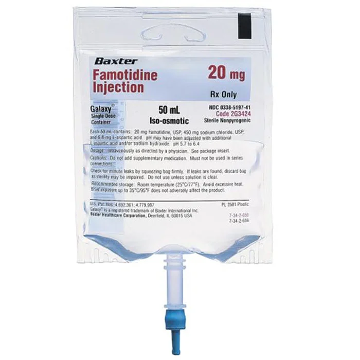 Famotidine for Intravenous Injection 20mg IV Bags in Sodium Chloride 0.9% Saline 50mL x 24/Case (Rx)