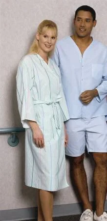 Fashion Seal Uniforms Patient Robe Unisex Large Aqua Stripe Reusable – 1846-L