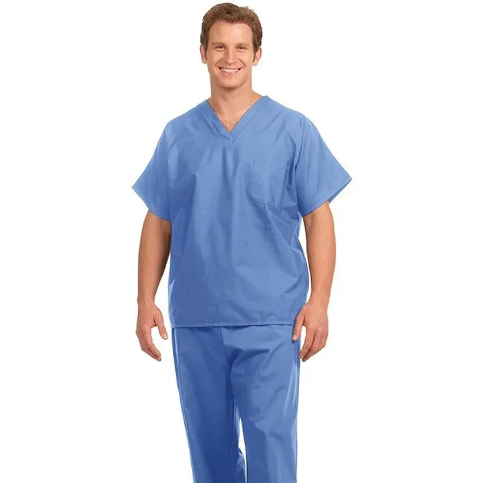 Fashion Seal Uniforms Scrub Shirt X-Small / Tall Blueberry 1 Pocket Extra Long Cap Sleeves Unisex – 6830-XS